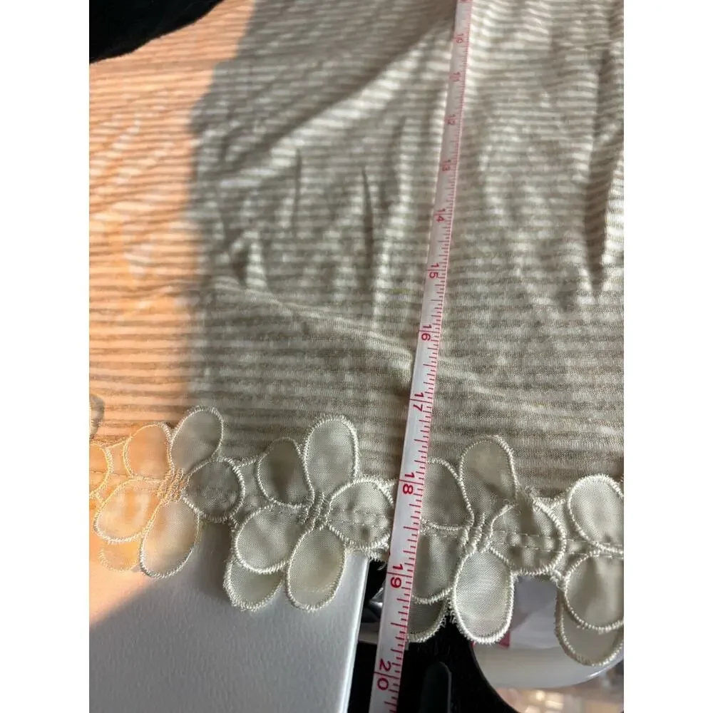 Living Doll Y2K 90s Short Sleeve‎ Floral Detail Striped Top Tee Shirt Large - Picture 9 of 10